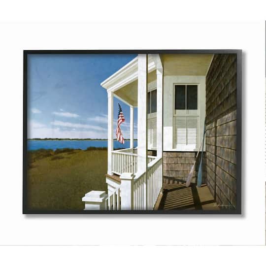 Stupell Industries Americana Cottage Porch Realistic Coastal Painting Framed Wall Art